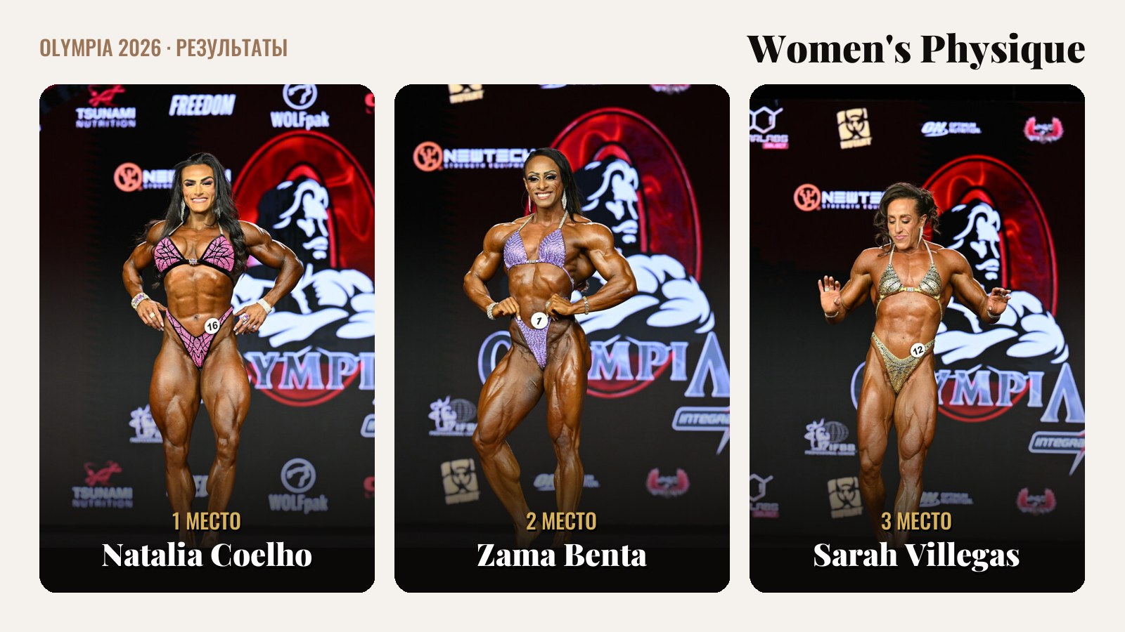 Women's Physique на Olympia 2026 — Natalia Coelho, Zama Benta, Sarah Villegas